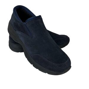 Lands End Weather Suede Leather Slip On Shoe Blue Size 10